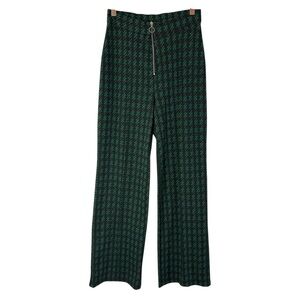 Zara Green Zip Up Flare Knit Pants Size Small